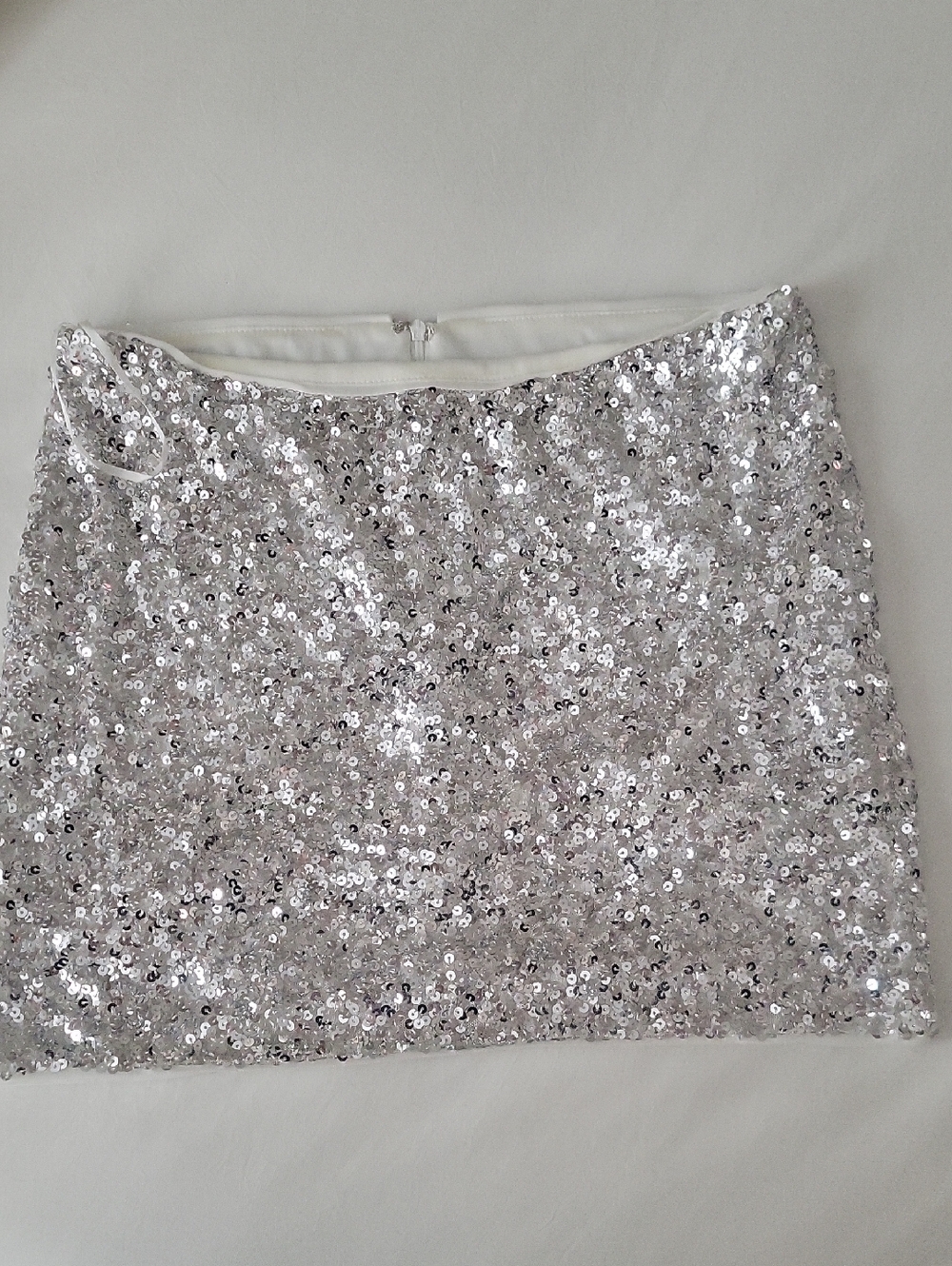 Silver Sequin Mini Skirt
